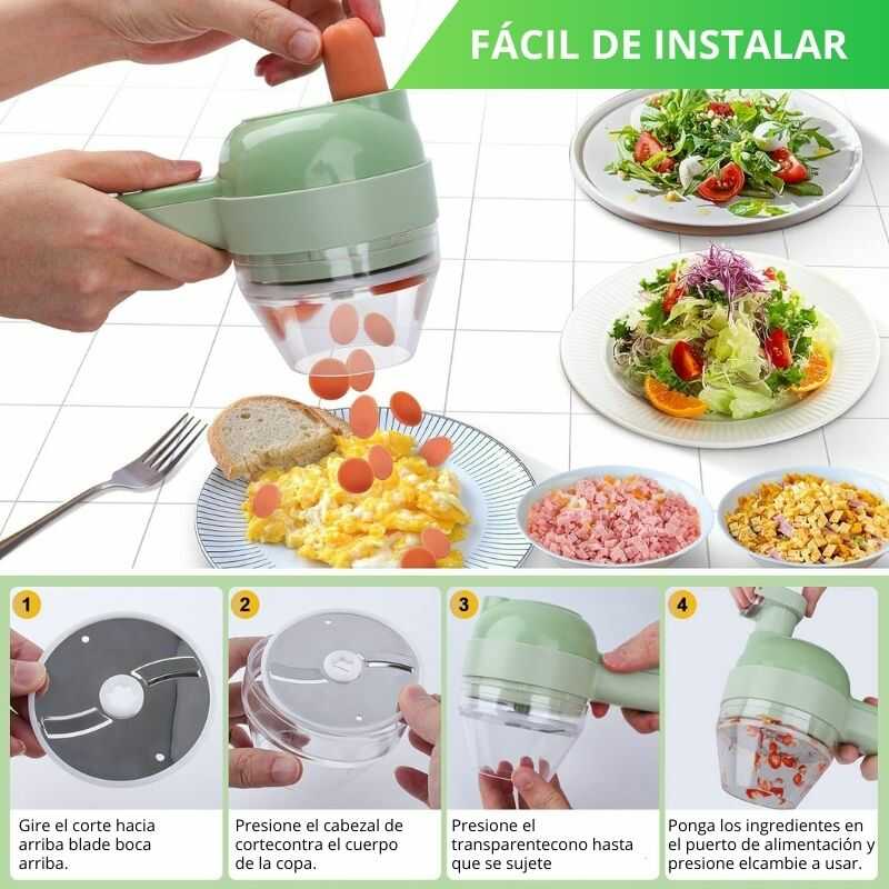 ¡Transforma tu Cocina con el Cortador de Verduras Eléctrico 4 en 1!