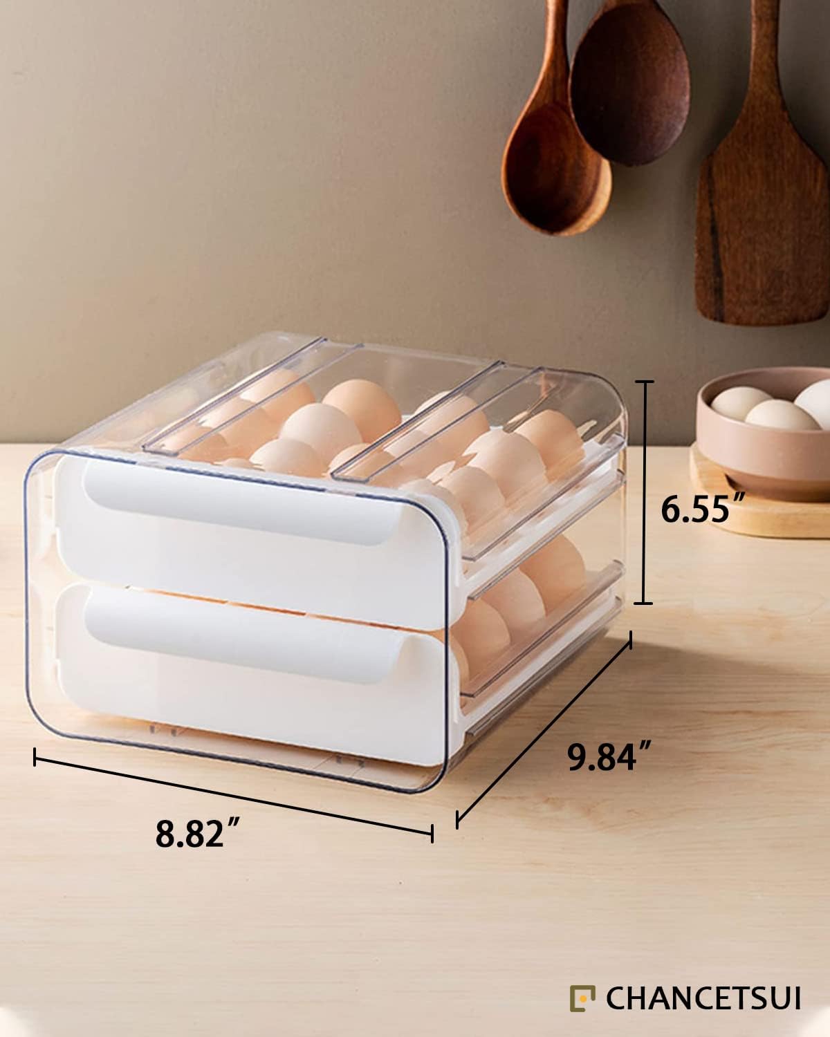 Organizador de Huevos con 2 Cajones - Gran Capacidad y Diseño Apilable